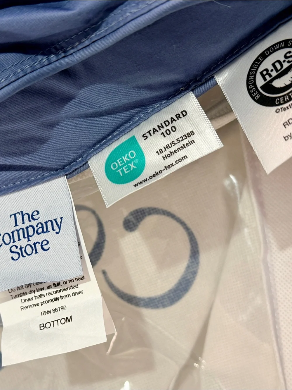 NWT The Company Store LaCrosse Premium Down Comforter Smoke Blue Full/Queen